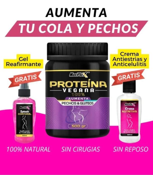 😍Proteína Vegana para Aumento de Senos y Glúteos - ¡Transforma Tu Cuerpo de Manera Natural!😍