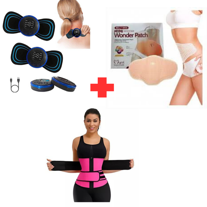 Kit Reducción 3 en 1 -  FAJA+MASAJEADOR+PARCHEABDOMEN